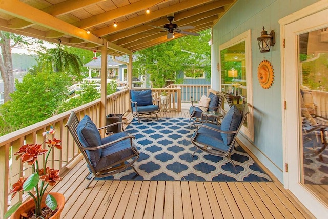 552 E Hideaway Ln, Hideaway, TX 75771 - wooden deck featuring ceiling fan