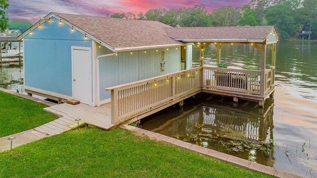 552 E Hideaway Ln, Hideaway, TX 75771 - dock area featuring a lawn and a wooden deck