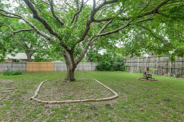 view of yard featuring a fenced backyard