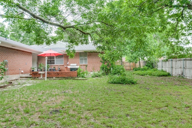 view of yard with a fenced backyard