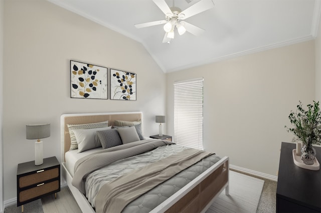 3512 Kales Ln, Flower Mound, TX 75022 - bedroom featuring crown molding, baseboards, vaulted ceiling, and wood finished floors