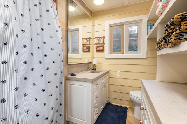 13230 Miller Rd, Azle, TX 76020 - bathroom with vanity, curtained shower, and toilet