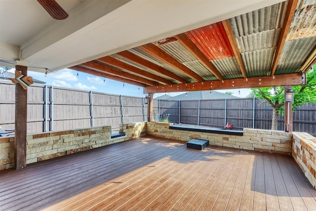 4045 Sun King Ln, Frisco, TX 75033 - deck featuring ceiling fan and a fenced backyard