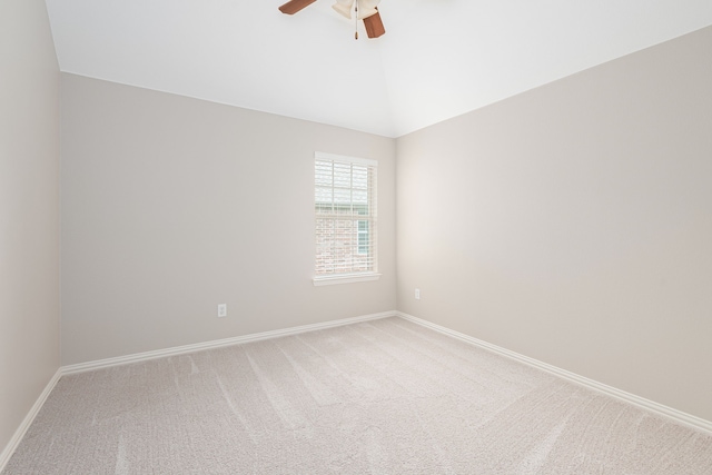 2231 Morning Dew Ct, Allen, TX 75013 - unfurnished room featuring light carpet, baseboards, ceiling fan, and lofted ceiling