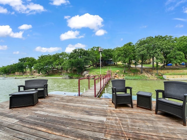 view of dock featuring a water view