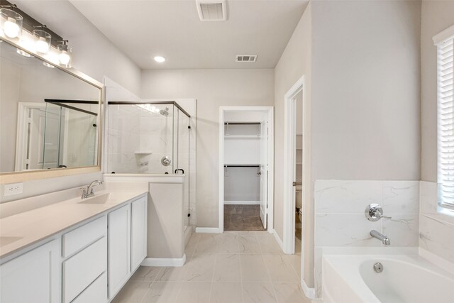 5608 Crestview Dr, Celina, TX 75009 - full bath with a sink, a stall shower, a bath, and visible vents