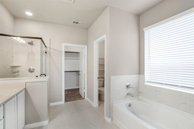 5608 Crestview Dr, Celina, TX 75009 - full bathroom with visible vents, a wealth of natural light, a bath, and a stall shower