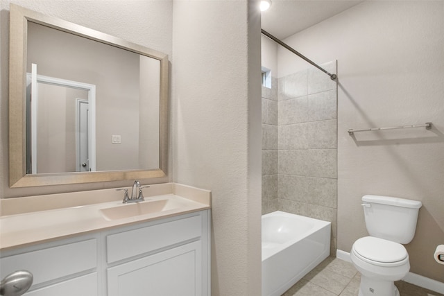 5608 Crestview Dr, Celina, TX 75009 - full bath with vanity, tile patterned flooring, toilet, and shower / washtub combination