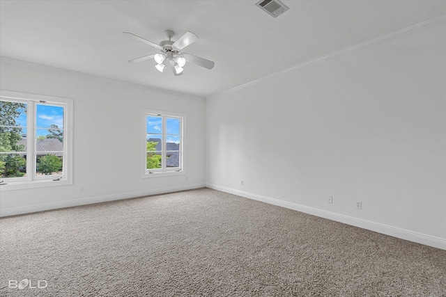 10535 Longfellow Trce, Shreveport, LA 71106 - carpeted empty room with crown molding, baseboards, and a ceiling fan