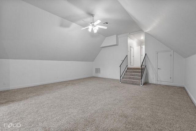 10535 Longfellow Trce, Shreveport, LA 71106 - additional living space featuring lofted ceiling, carpet flooring, a ceiling fan, baseboards, and stairway
