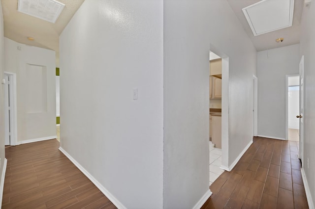 520 Jeff Grimes Blvd, Desoto, TX 75115 - hall with baseboards, visible vents, wood finished floors, and attic access