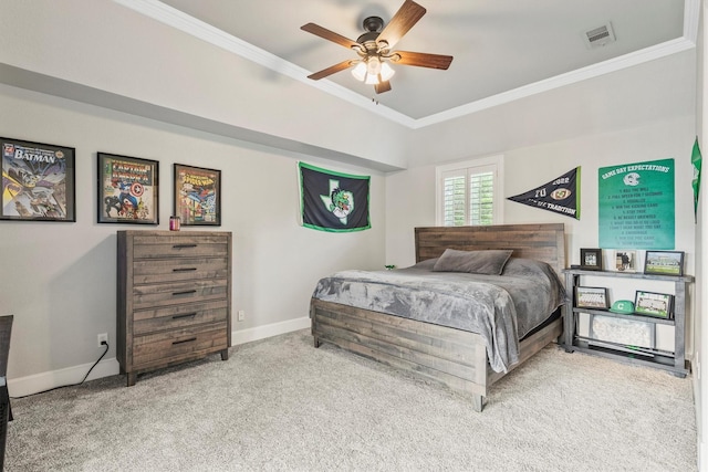 1304 Regency Ct, Southlake, TX 76092 - carpeted bedroom with ornamental molding, baseboards, and a ceiling fan