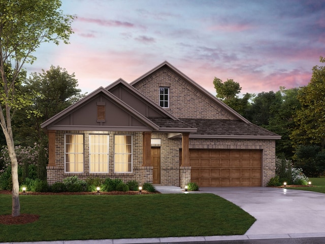 4013 Whisperwood Rd, Denton, TX 76210 - view of front of property with concrete driveway, a front lawn, and brick siding