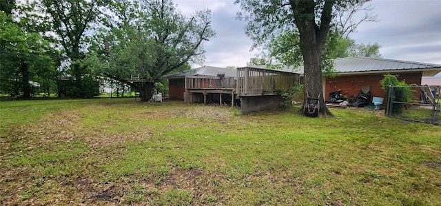 view of yard featuring a deck