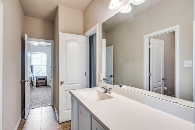 1821 Beacon Beach Way, Wylie, TX 75098 - bathroom featuring vanity, tile patterned floors, baseboards, and ceiling fan