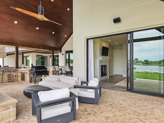 1018 Chaparrel Ln, Graford, TX 76449 - view of patio / terrace with an outdoor kitchen, outdoor lounge area, and a grill