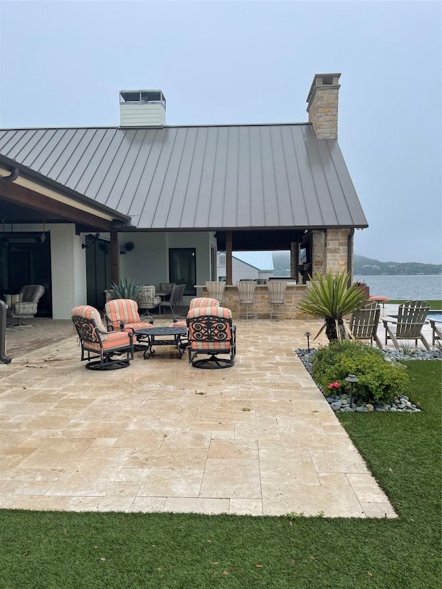 1018 Chaparrel Ln, Graford, TX 76449 - view of patio / terrace with outdoor lounge area and a water view