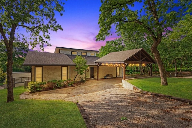 2449 Tanglewood Blvd, Pottsboro, TX 75076 - view of front of house with a gazebo, a lawn, and roof with shingles