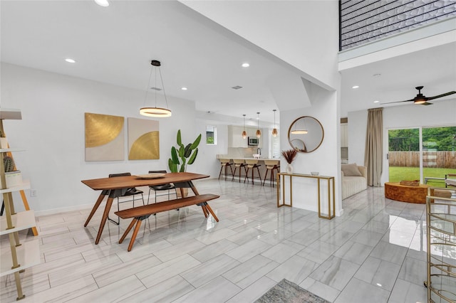 1619 Homeland St, Dallas, TX 75212 - dining space featuring ceiling fan and recessed lighting