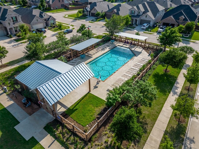 bird's eye view with a residential view