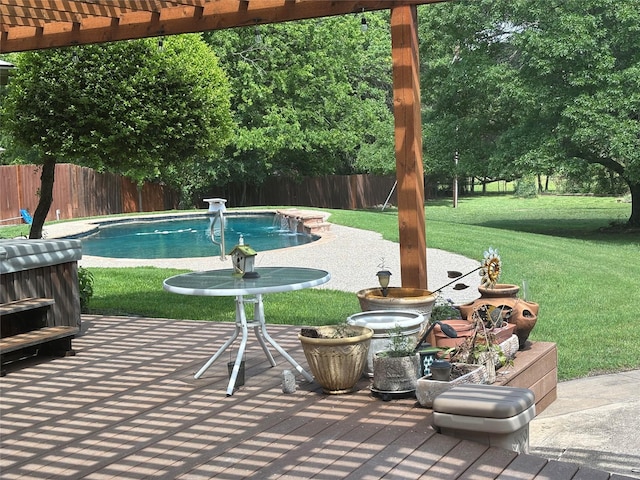 view of patio / terrace with a pergola, a fenced in pool, and a fenced backyard