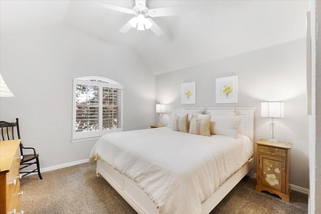 4460 Connemara Dr, Frisco, TX 75034 - carpeted bedroom with baseboards, a ceiling fan, and vaulted ceiling