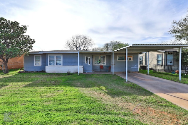 934 Burger St, Abilene, TX 79603 - ranch-style home with a front lawn, fence, driveway, and an attached carport