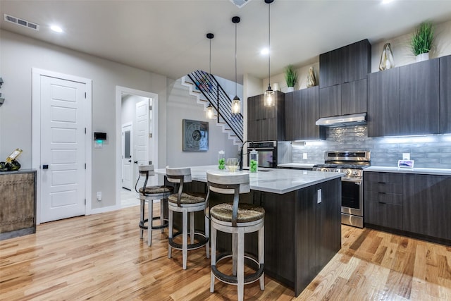11955 Hoblitzelle Dr, Dallas, TX 75243 - kitchen featuring stainless steel appliances, modern cabinets, light wood-style floors, and recessed lighting