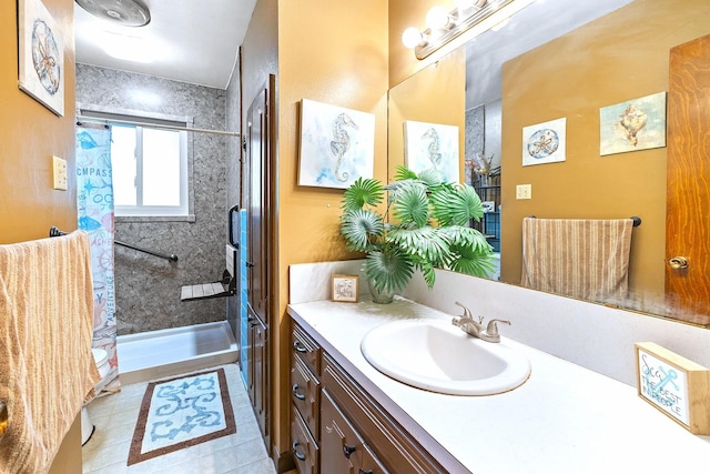 1730 W Hull St, Denison, TX 75020 - full bath with curtained shower, tile patterned flooring, and vanity