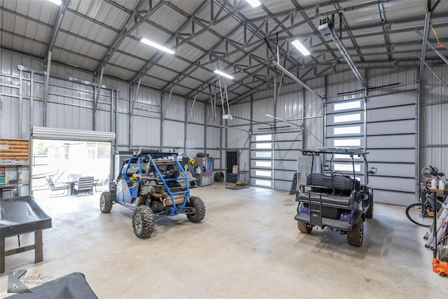 garage featuring metal wall
