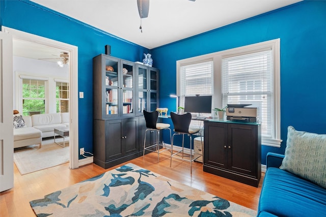 4204 Prescott Ave, Dallas, TX 75219 - office space with a ceiling fan and wood finished floors