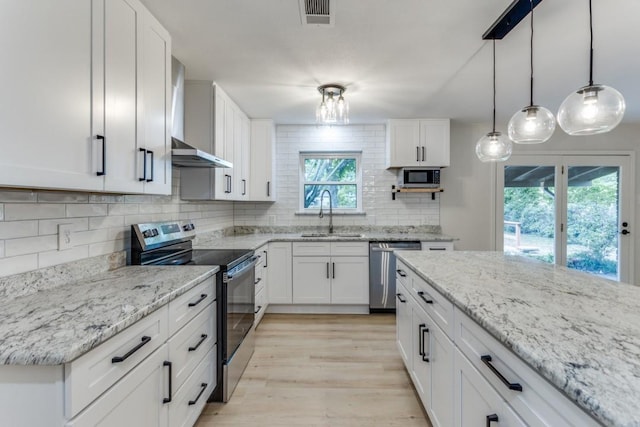 6148 Wrigley Way, Fort Worth, TX 76133 - kitchen with backsplash, visible vents, appliances with stainless steel finishes, a sink, and white cabinetry