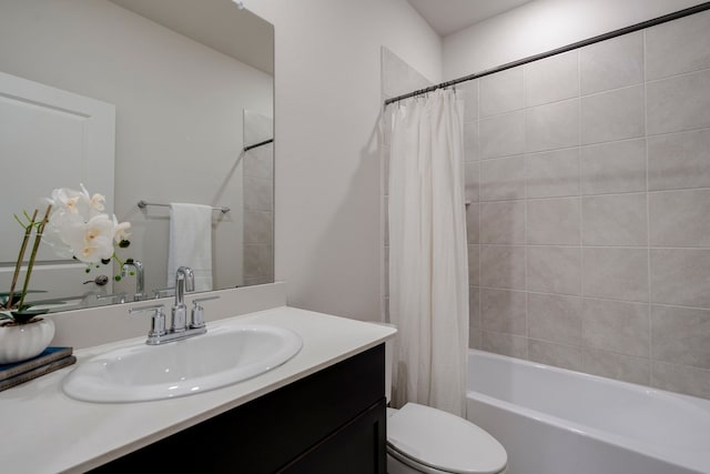 2021 Pine Stone Ln, Forney, TX 75126 - bathroom featuring toilet, shower / bath combination with curtain, and vanity