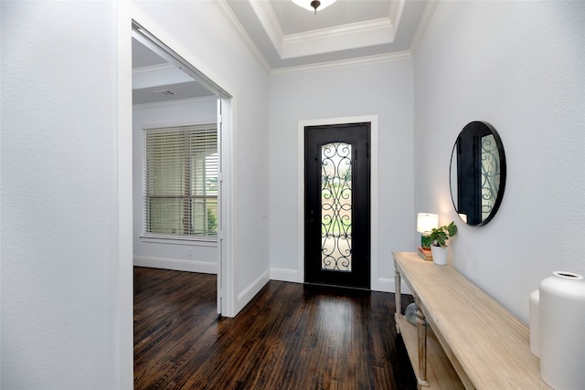 235 Winchester St, Van Alstyne, TX 75495 - entryway featuring crown molding, plenty of natural light, and dark wood-type flooring