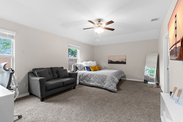 4016 Glastonbury Rd, Mckinney, TX 75071 - bedroom with visible vents, baseboards, ceiling fan, and light carpet