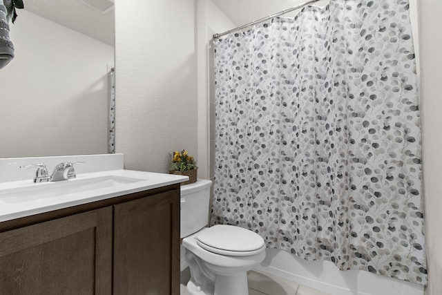 4016 Glastonbury Rd, Mckinney, TX 75071 - bathroom with toilet, tile patterned flooring, shower / tub combo, and vanity