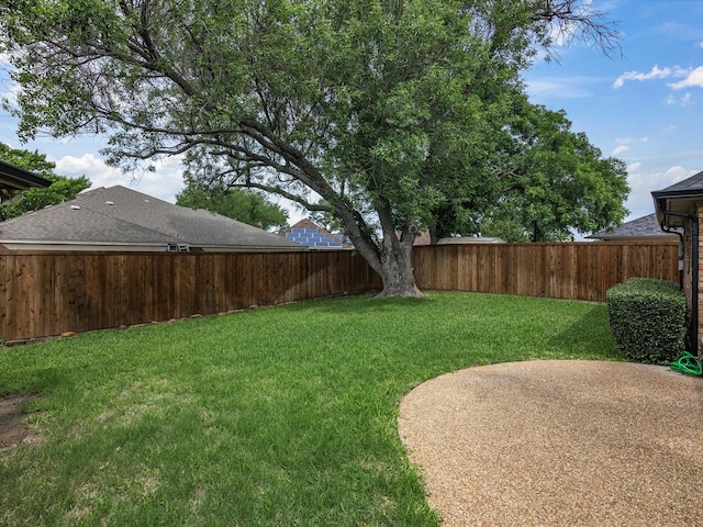 view of yard featuring a fenced backyard