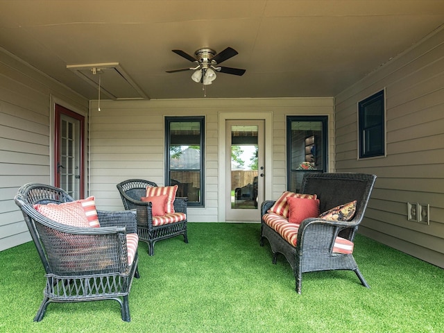 view of patio / terrace featuring outdoor lounge area and a ceiling fan