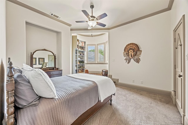 1237 Wales Dr, Mclendon Chisholm, TX 75032 - bedroom with carpet, ornamental molding, baseboards, and a ceiling fan