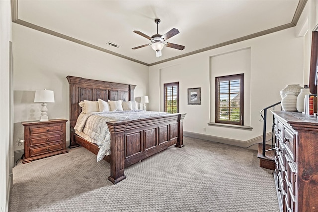 1237 Wales Dr, Mclendon Chisholm, TX 75032 - bedroom featuring carpet floors, ornamental molding, baseboards, and a ceiling fan