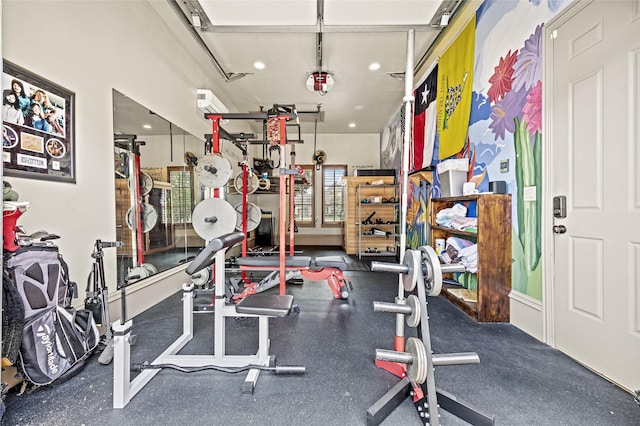 1237 Wales Dr, Mclendon Chisholm, TX 75032 - exercise area featuring recessed lighting and a garage