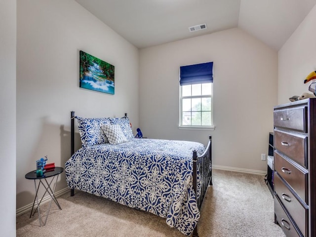 5517 Grove Cove Dr, Mckinney, TX 75071 - bedroom with visible vents, carpet flooring, baseboards, and vaulted ceiling