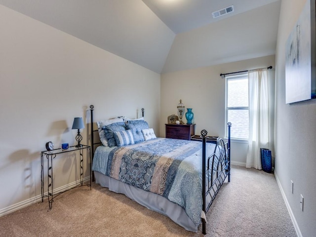 5517 Grove Cove Dr, Mckinney, TX 75071 - bedroom with carpet floors, baseboards, visible vents, and vaulted ceiling