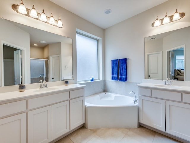 5517 Grove Cove Dr, Mckinney, TX 75071 - full bath with a sink, a stall shower, and a wealth of natural light