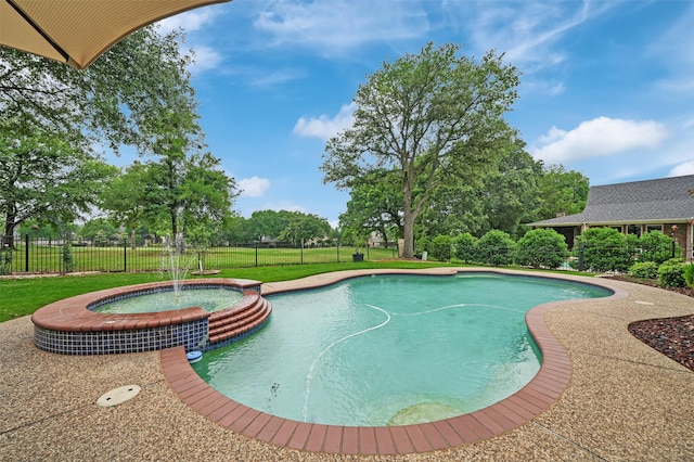 view of pool featuring a pool with connected hot tub