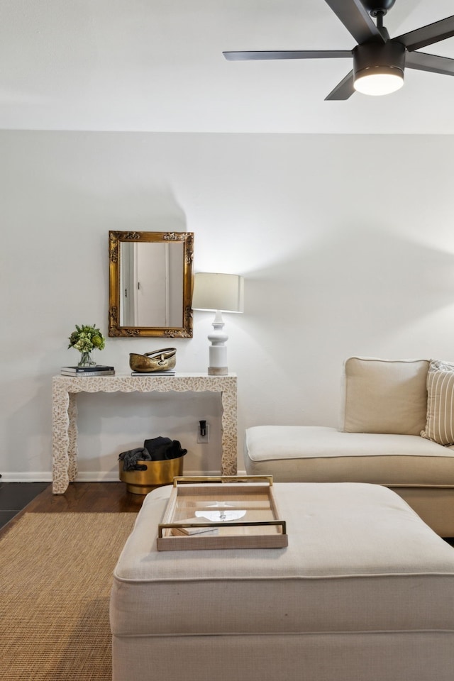 3049 Rotan Ln, Dallas, TX 75229 - living area with baseboards, ceiling fan, and wood finished floors