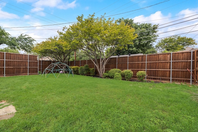 view of yard with a fenced backyard