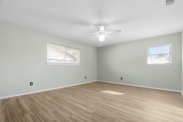 3617 Walton Ave, Fort Worth, TX 76133 - empty room with baseboards, ceiling fan, light wood-style flooring, and visible vents