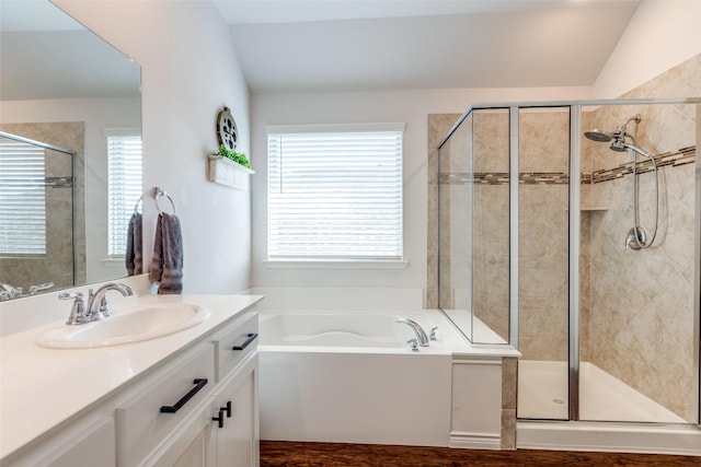 2224 Miramar Dr, Little Elm, TX 75068 - bathroom featuring vanity, a shower stall, and a bath