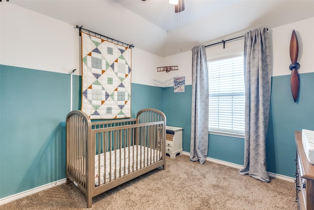 2224 Miramar Dr, Little Elm, TX 75068 - bedroom with carpet floors, a ceiling fan, baseboards, and a nursery area